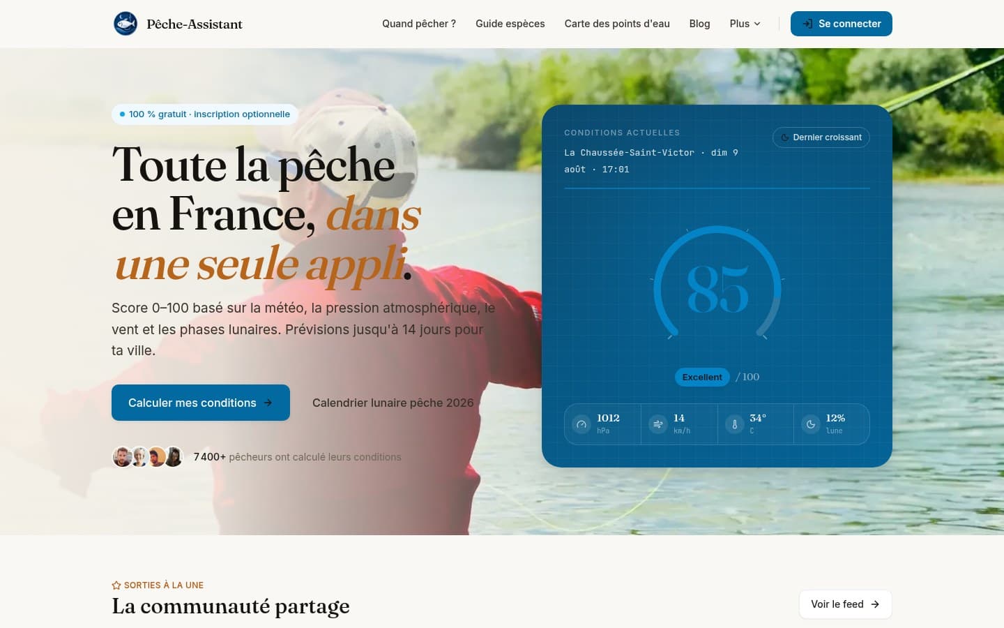 Aperçu ordinateur du site Pêche Assistant